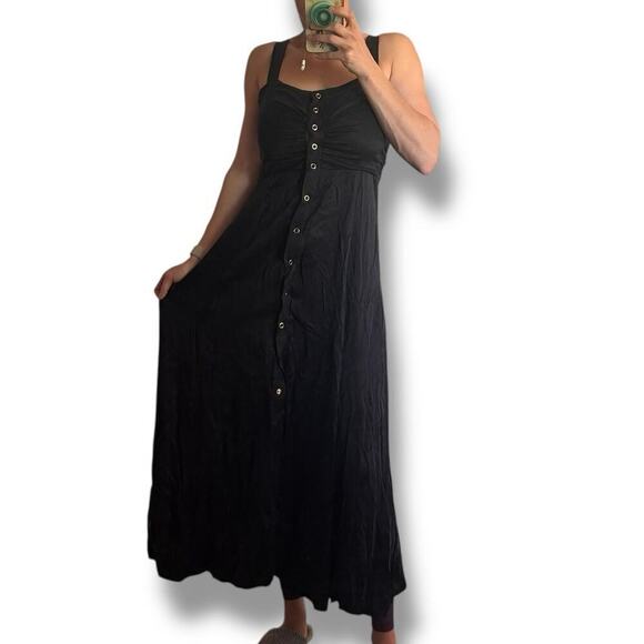 Favorite Daughter Maxi Dress NWT New sz M black snap-down sleeveless - Picture 2 of 9